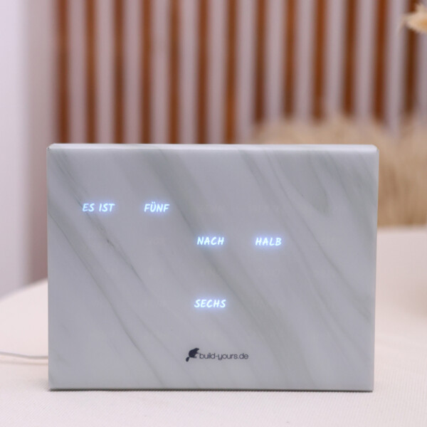 BoxClock Phantom White Marble Edition closeup
