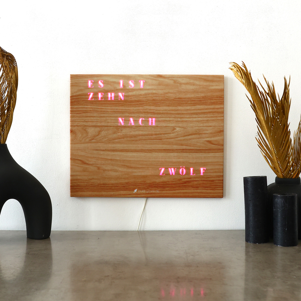 Wordclock Jupiter Holz Optik