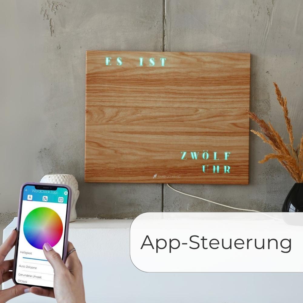 Wordclock Jupiter Holz Optik