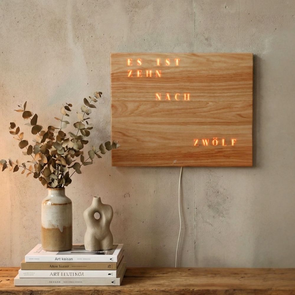 Wordclock Jupiter Holz Optik