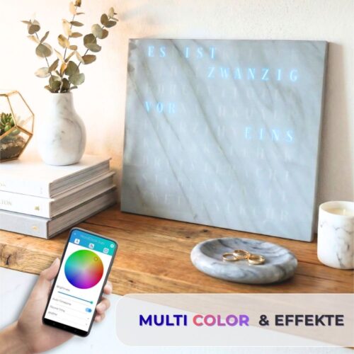 Wordclock Jupiter Weißer Marmor Optik