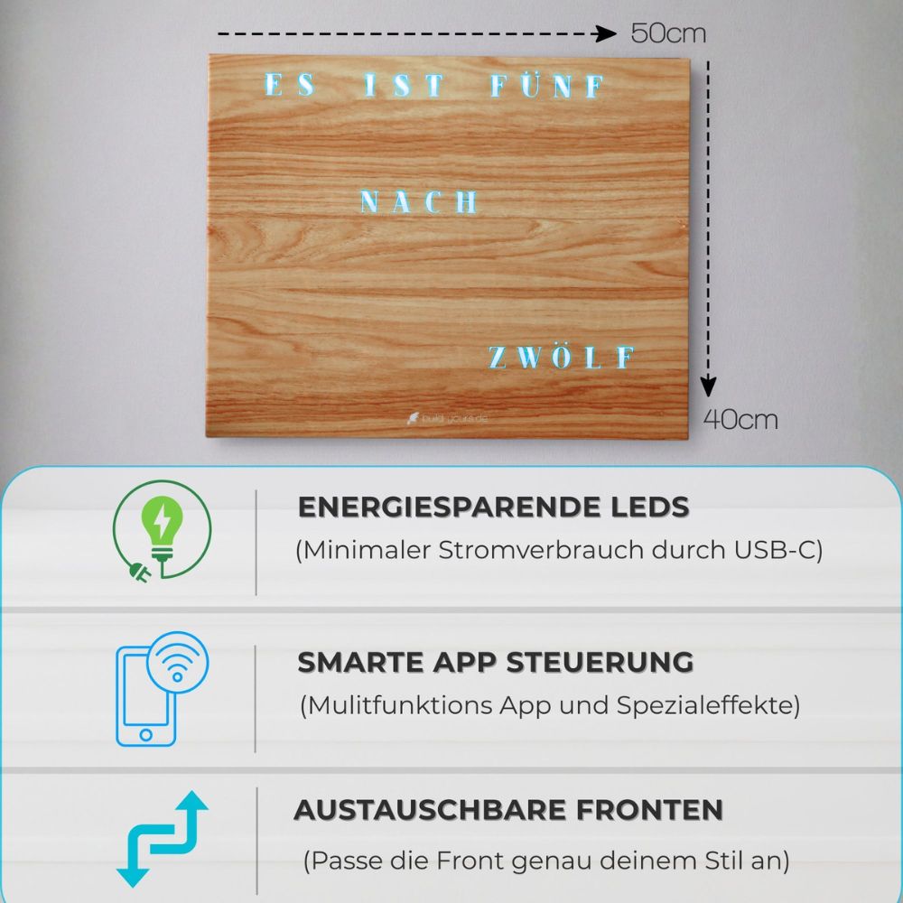 Wordclock Jupiter Holz Optik
