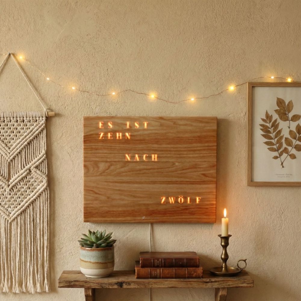 Wordclock Jupiter Holz Optik