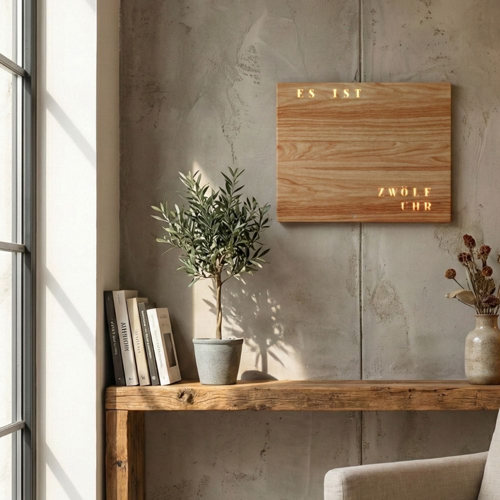 Wordclock Jupiter Holz Optik