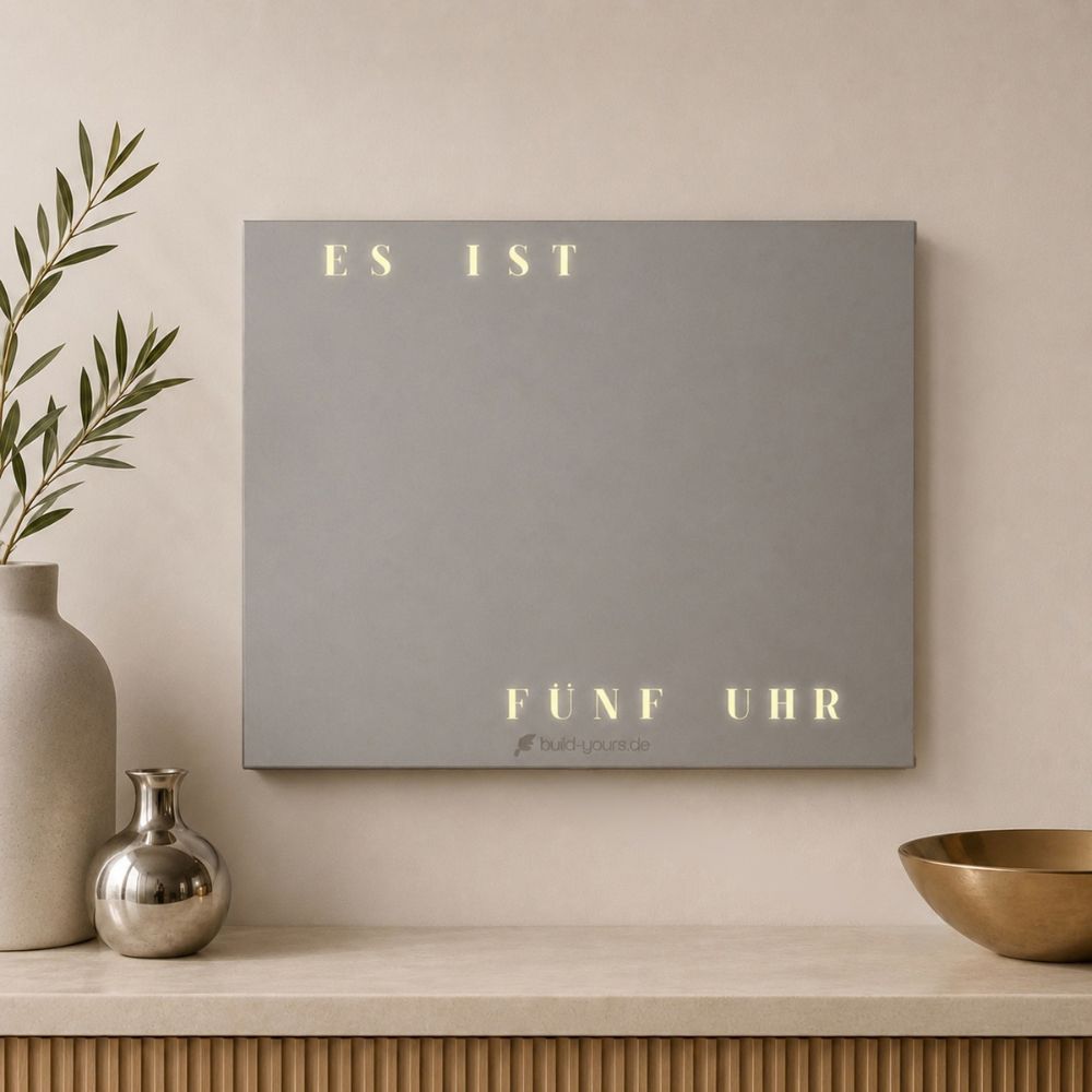 Wordclock Jupiter Phantom Plain Gray Edition closeup