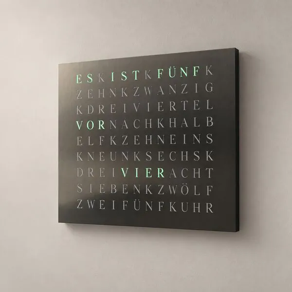 WordClock Jupiter 2.0 Brushed Stainless Steel Edition