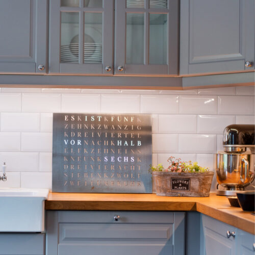 The look of Wordclock Jupiter Brushed Stainless Steel Edition