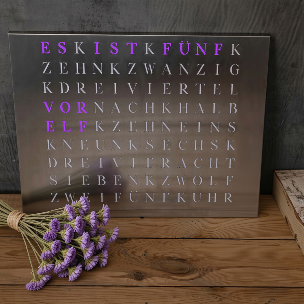 The new Wordclock Jupiter Brushed Stainless Steel Edition