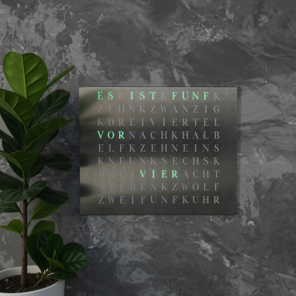 Wordclock Jupiter Brushed Stainless Steel Edition