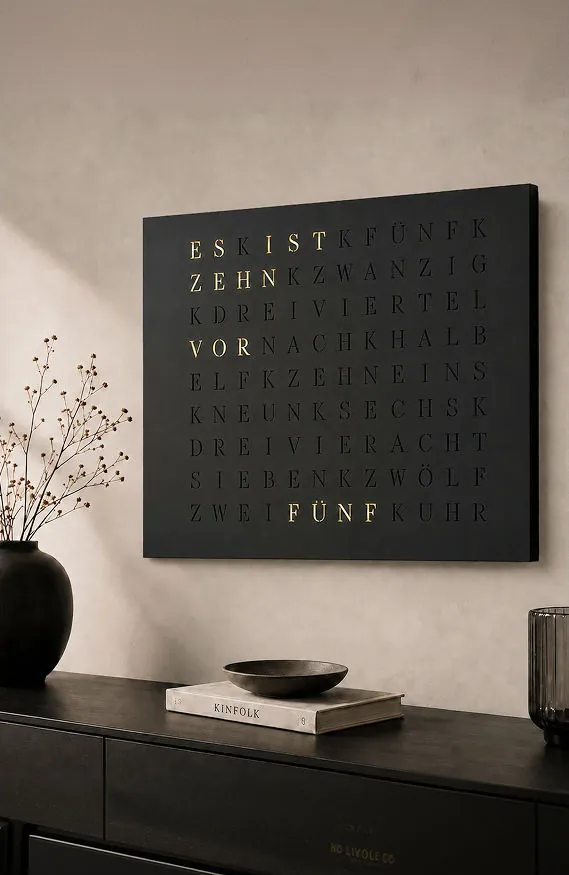 WordClock Jupiter Black Powder Coated Interior
